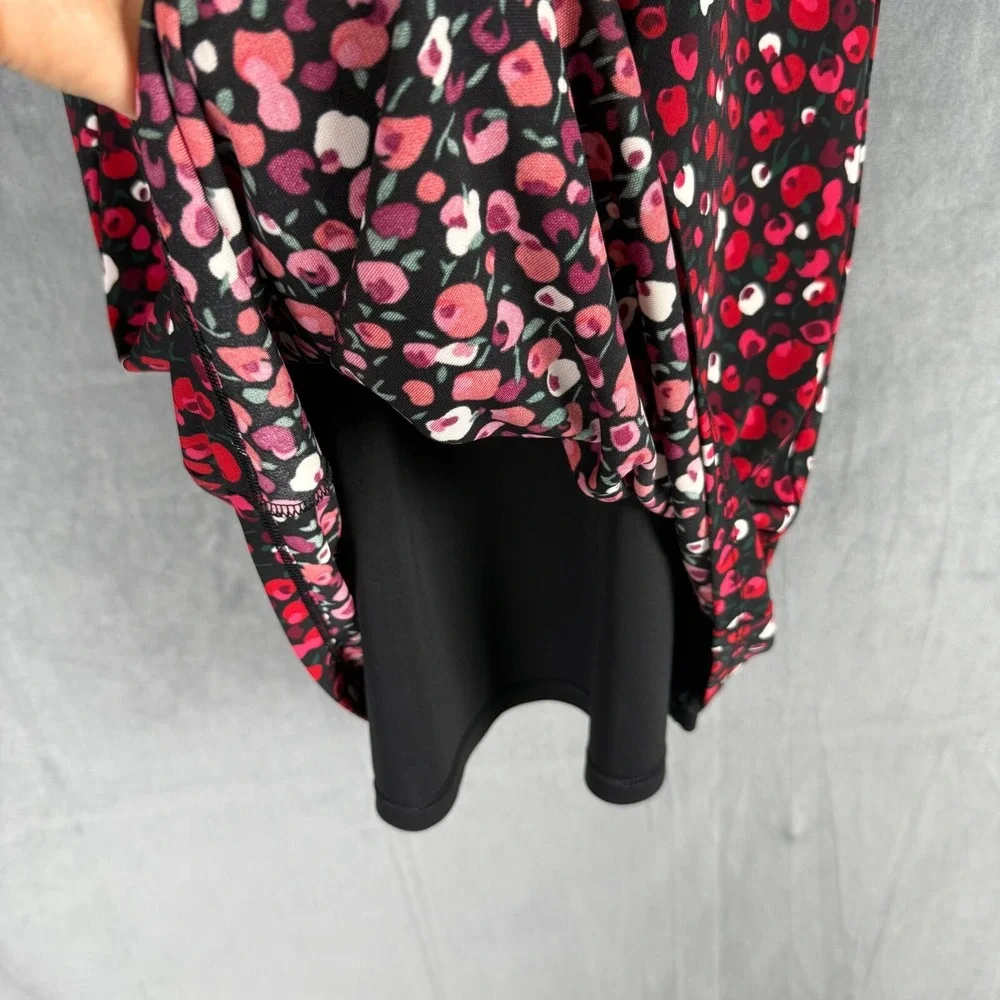 Lauren Ralph Lauren Midi Dress Sz L Red Pink Floral Jersey Knit‎